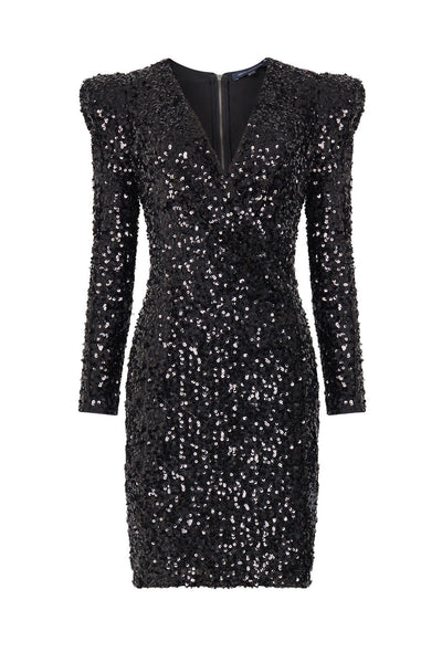 French Connection Samantha Sequins V-Neck Mini Dress