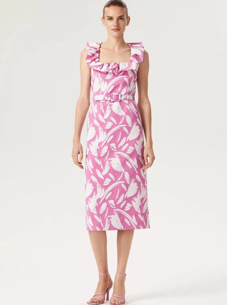 Exquise Lilac Leaf Print Dress