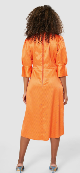 closet London orange v neck tie dress