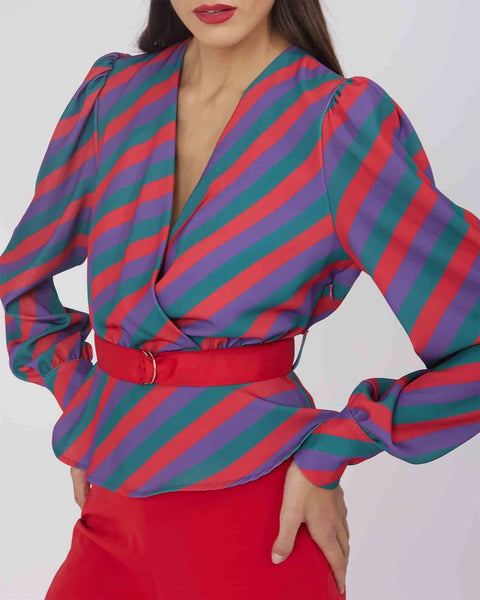Silvian Heach V Neck multicolour blouse
