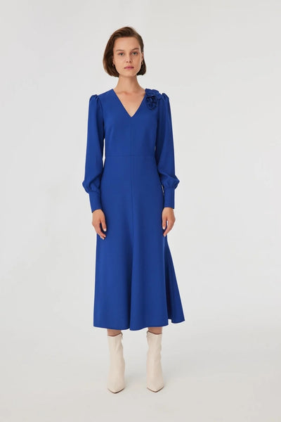 EXQUISE V NECK DRESS SWING SKIRT