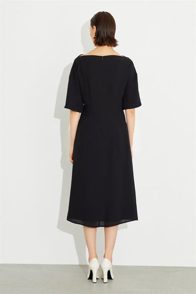 Birelin Boat Neck Dress With Pleat Detail Black